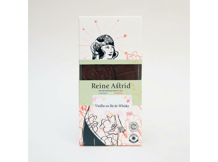 Reine Astrid - Tablette Chocolat Noir 75% Vieillie fût de whisky 75g