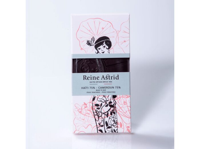 Reine Astrid - Tablette Chocolat Noir 75% Pure Origine Haïti Cameroun 75g
