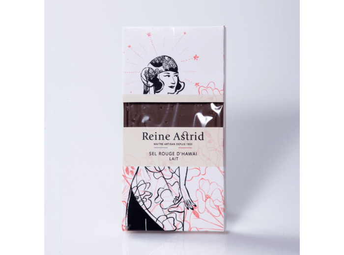 Reine Astrid - Tablette Chocolat Signature Lait 44% Sel Rouge Hawaï 75g