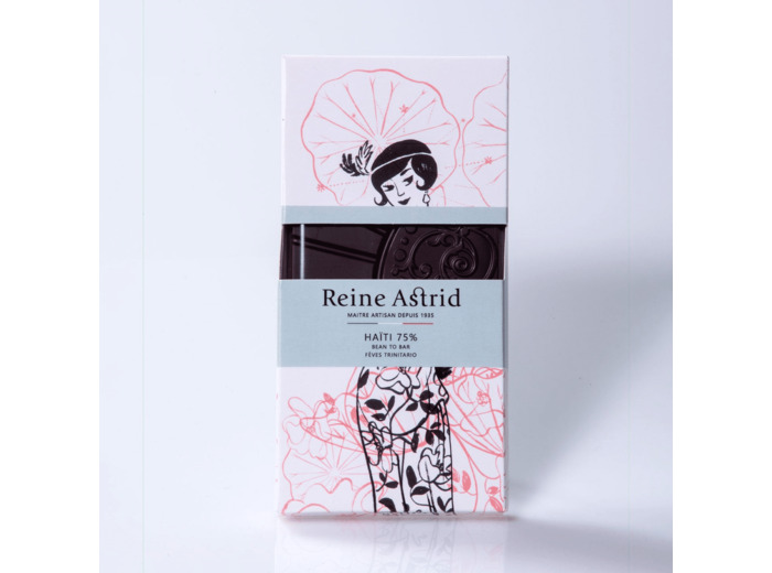 Reine Astrid - Tablette Chocolat Origine Noir Haïti 75% 75g