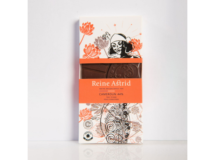 Reine Astrid - Tablette Chocolat Origine Lait Cameroun 44% 75g