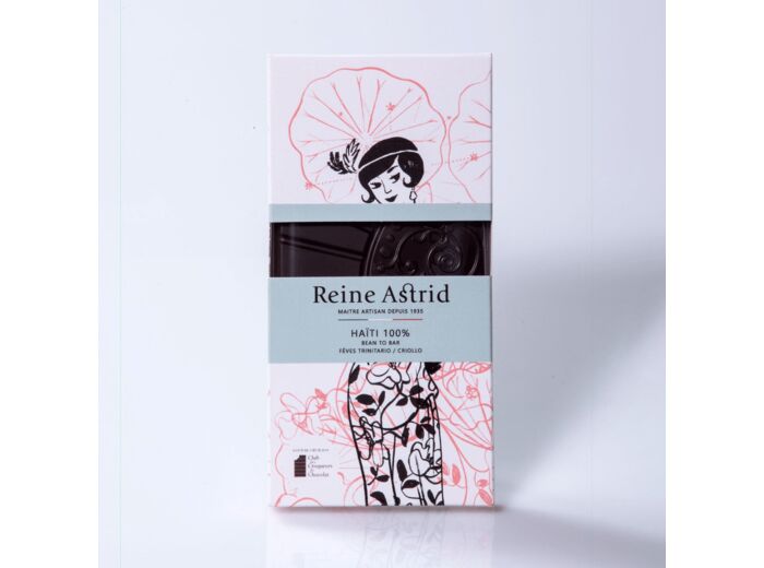 Reine Astrid - Tablette Chocolat Noir 100% Pure Origine Haïti Bio 75g