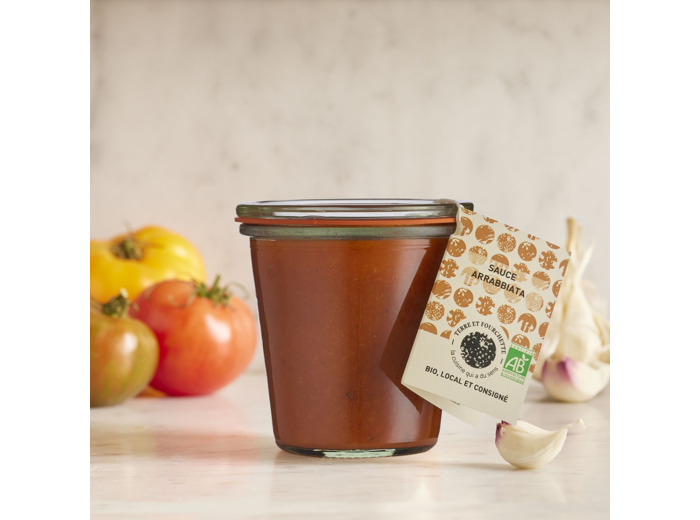 Sauce arrabbiata de Nana, tomates anciennes en bocal