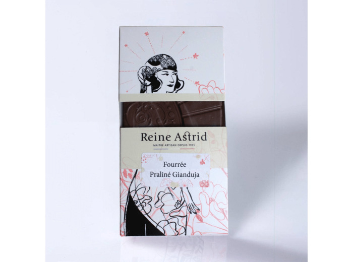 Reine Astrid - Tablette Chocolat Fourrée Lait Praliné Gianduja 90g