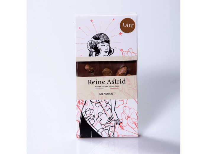 Reine Astrid - Tablette Chocolat Gourmande Lait 44% Mendiant 100g