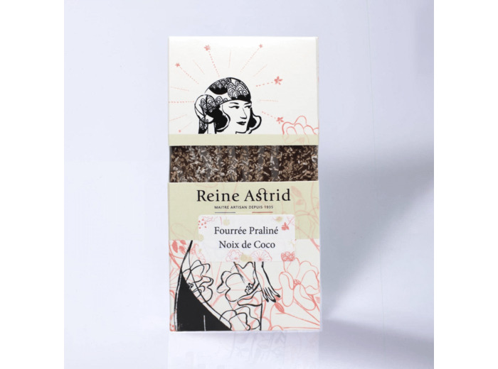 Reine Astrid - Tablette Chocolat Fourrée Noir Praliné Noix de Coco 90g