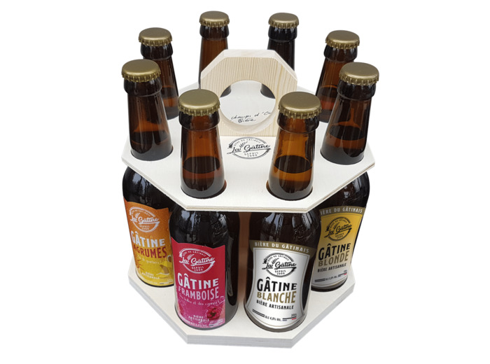 Carousel 8 bouteilles de 33 cl 1 Blanche, 1 Blonde, 1 Ambrée, 1 IPA, 1 Agrumes, 1 Framboise