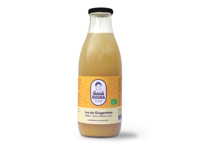 6x Jus de Gingembre bio, prêt à boire, peu sucré, en bouteille verre de 50cl