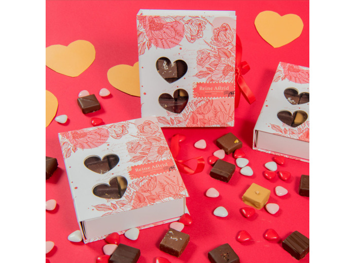 Reine Astrid - Assortiment Chocolats Noir  Lait Carnet Romance Coffret