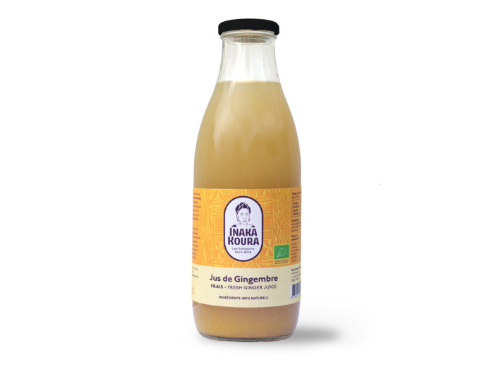 6x Jus de Gingembre bio, prêt à boire, peu sucré, en bouteille verre de 50cl
