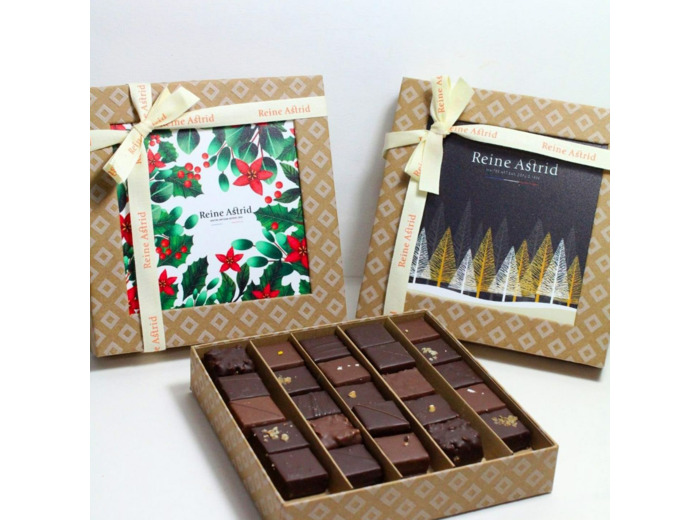 Reine Astrid - Coffret Chocolats Noir  Lait Noël 2025 25 Chocolats