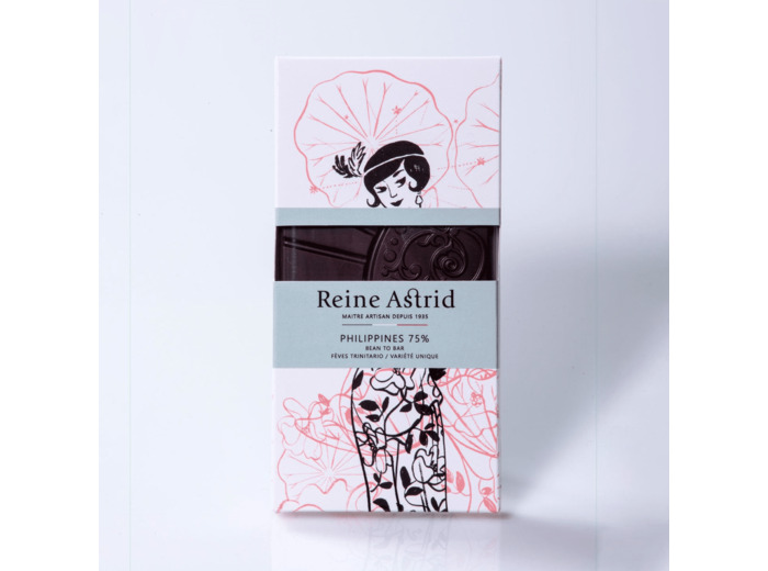 Reine Astrid - Tablette Chocolat Origine Noir Philippines 75% 75g