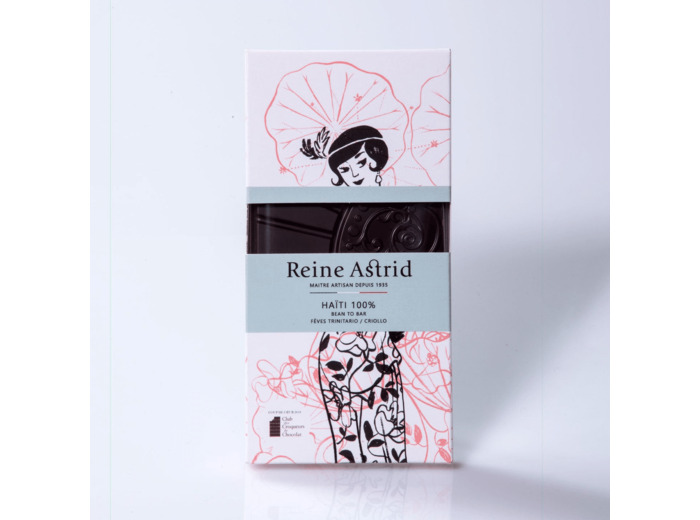 Reine Astrid - Tablette Chocolat Noir 100% Pure Origine Haïti 75g