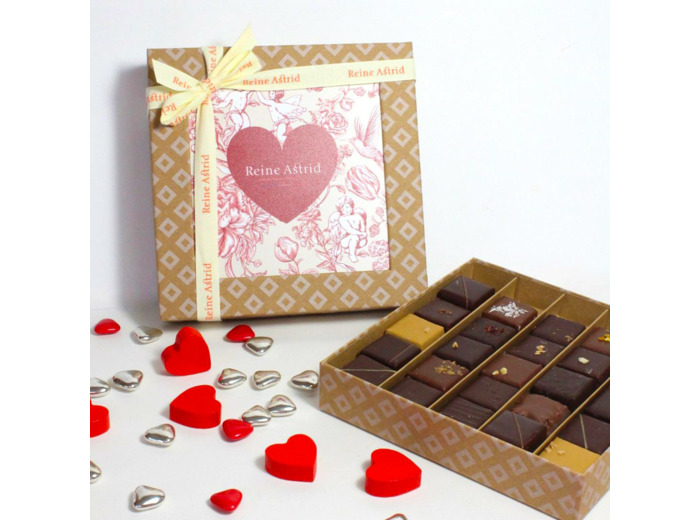 Reine Astrid - Assortiment Chocolats Noir  Lait Saint-Valentin 25 Chocolats