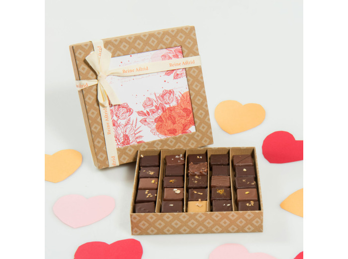 Reine Astrid - Assortiment Chocolats Noir  Lait Coffret Message 25 Chocolats