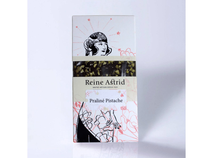 Reine Astrid - Tablette Chocolat Praliné Pistache 90g