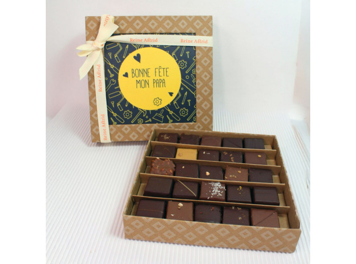 Reine Astrid - Coffret Chocolats Noir  Lait Bonne Fête Papa 25 Chocolats