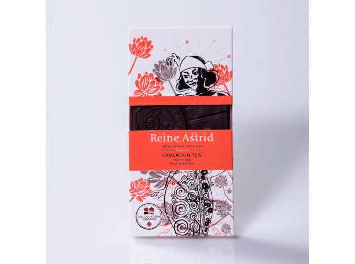 Reine Astrid - Tablette Chocolat Origine Noir Cameroun 75% 75g