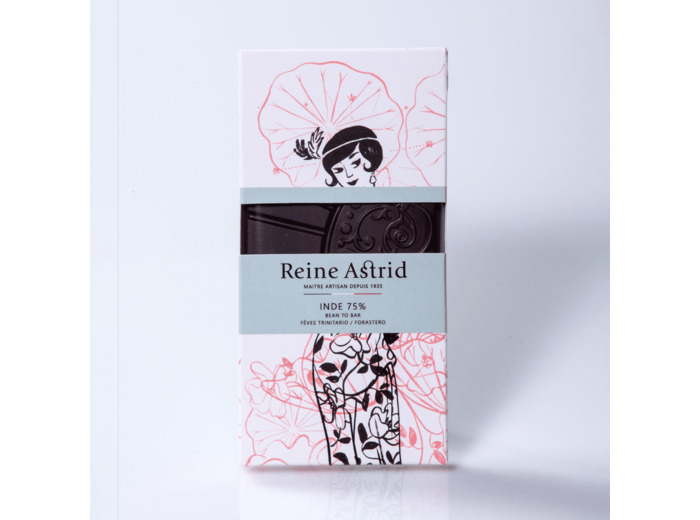 Reine Astrid - Tablette Chocolat Noir 75% Pure Origine Inde 75g